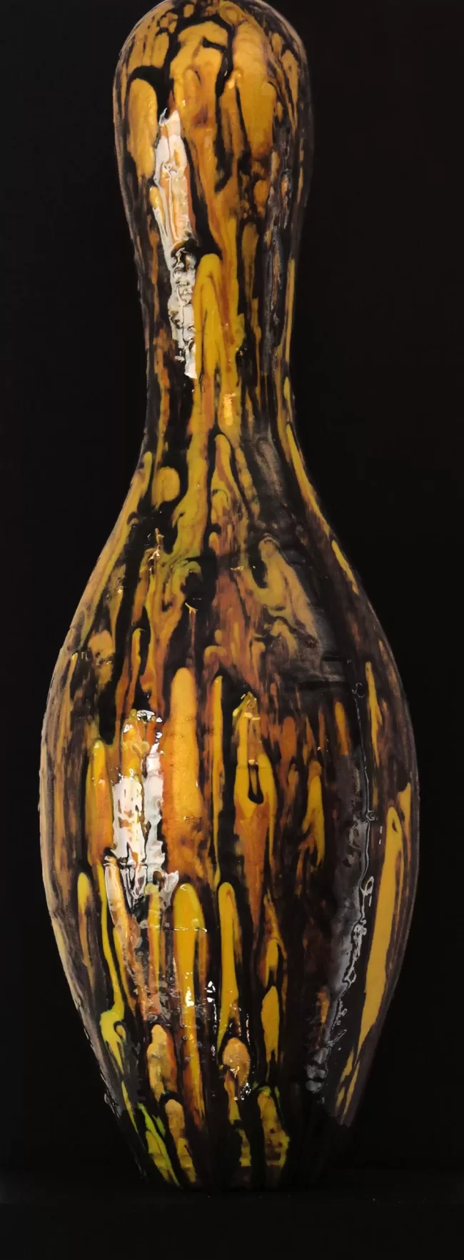 Yellow, Orange, Black Bowling Pin